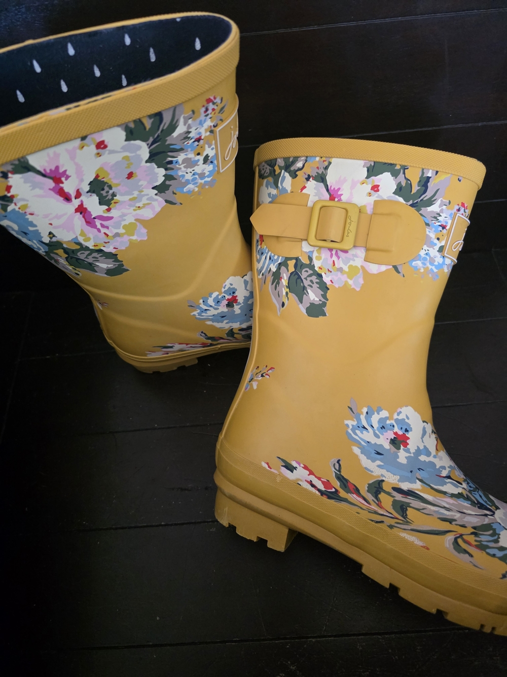 Joules Yellow Floral Women's Rain Boots - Picture 9 of 9